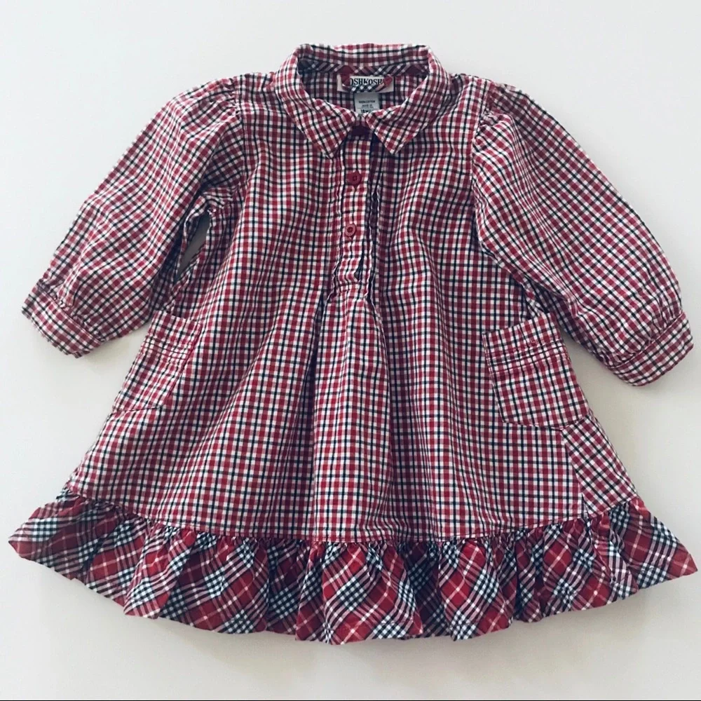 Oshkosh B’gosh Vintage Baby Girl Red Shirt Dress
